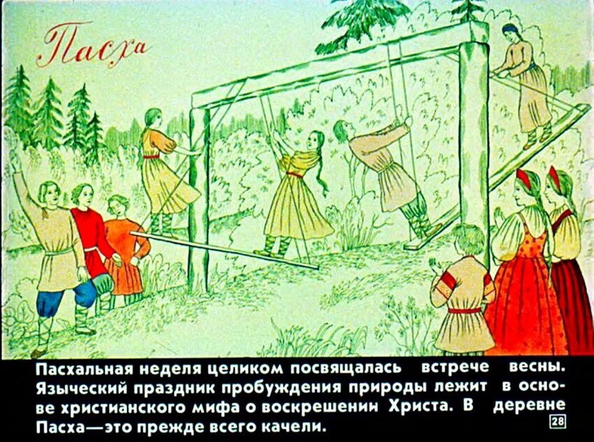 Диафильм "Русские народные крестьянские   праздники и обряды" 1989 год