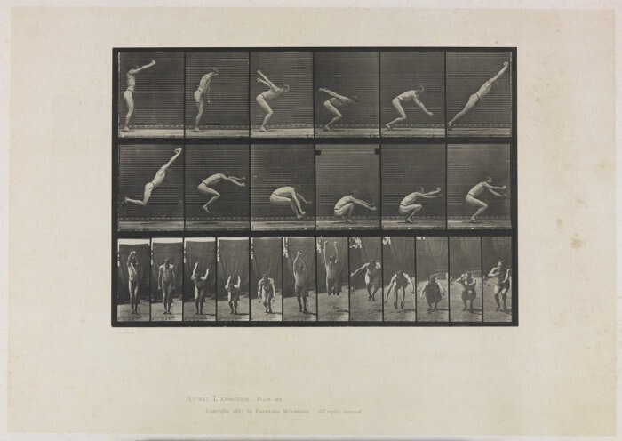 Серия фото, на которых запечатлен прыжок в длину, 1887 год.