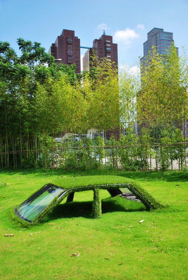 Автомобиль в траве на Тайване