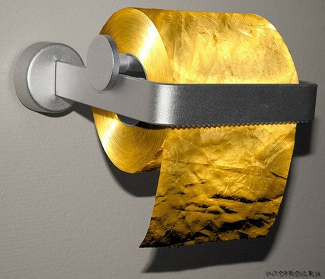 Позолоченная туалетная бумага. Не знаю, какой процент золота в бумаге, но стоит она $1.3 миллиона. Это вам не Zewa Deluxe!