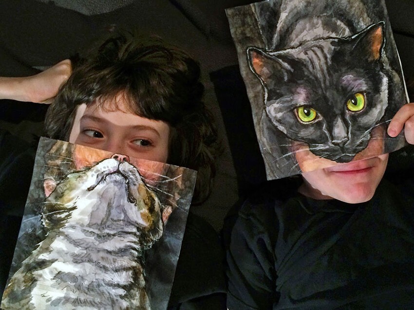 Дети художницы и кошачьи мемы