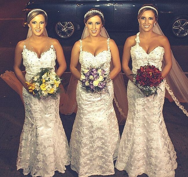 Свадьба бразильских сестер-тройняшек 
