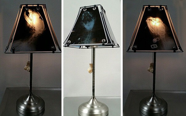 Лампы с абажурами из рентгеновских снимков животных