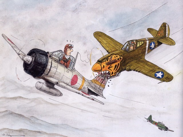 Карикатуры Kunihiko Hisa из альбома ''Zero Fighter 1940-1945'