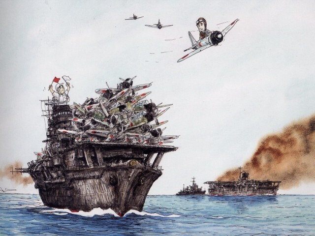 Карикатуры Kunihiko Hisa из альбома ''Zero Fighter 1940-1945'