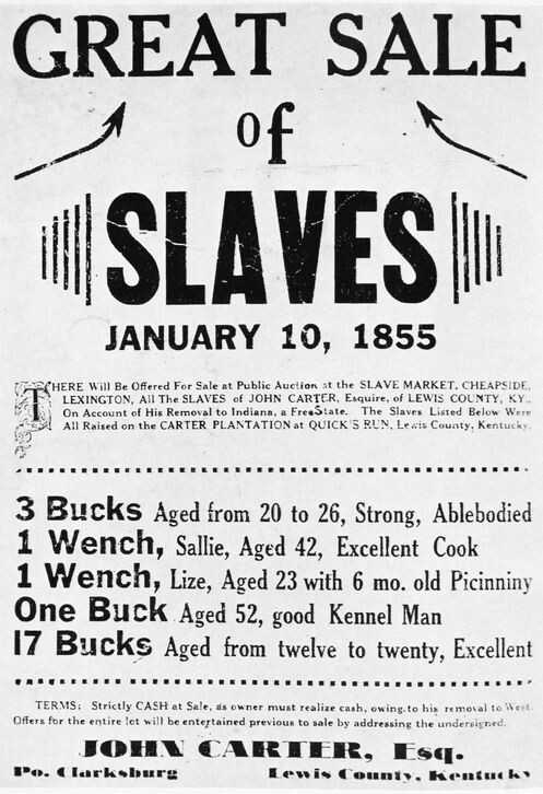 12. Объявление о продаже рабов, 1855 год  
