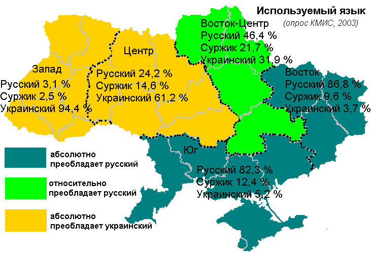 Украина русский язык карта