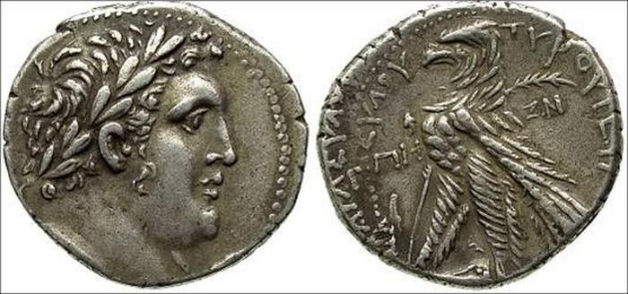 4. "30 сребреников Иуды" (Тетрадрахма Тира, 107 - 106 до н.э.) 
