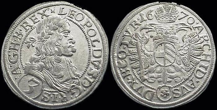 10. Серебряный талер Леопольда I (Священная Римская империя, 1696)