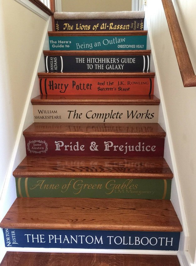 1. Наклейки для лестницы "Книги"