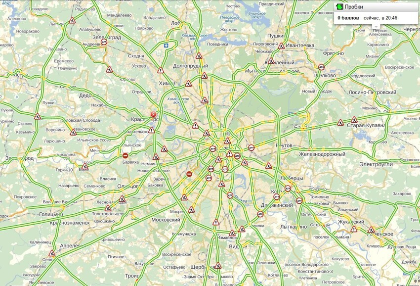 Карта Москвы без пробок.