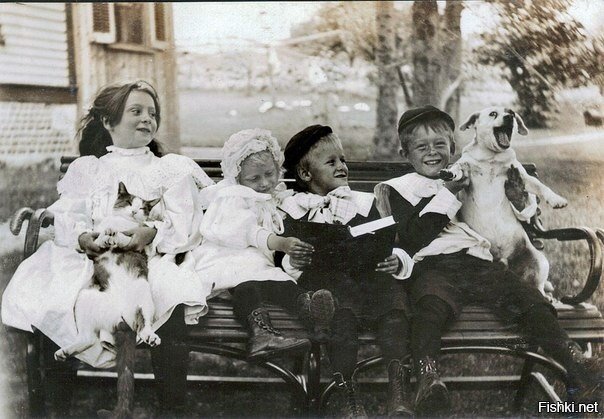 Дети, кот и довольная собака, 1885 год