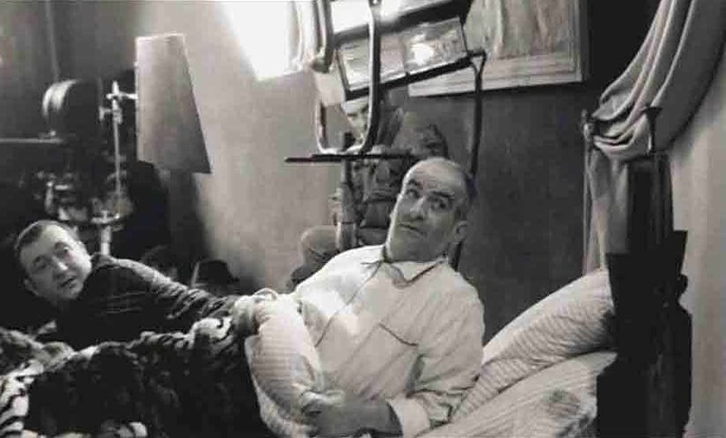Жан Маре и Луи де Фюнес на съёмках Фантомаса 