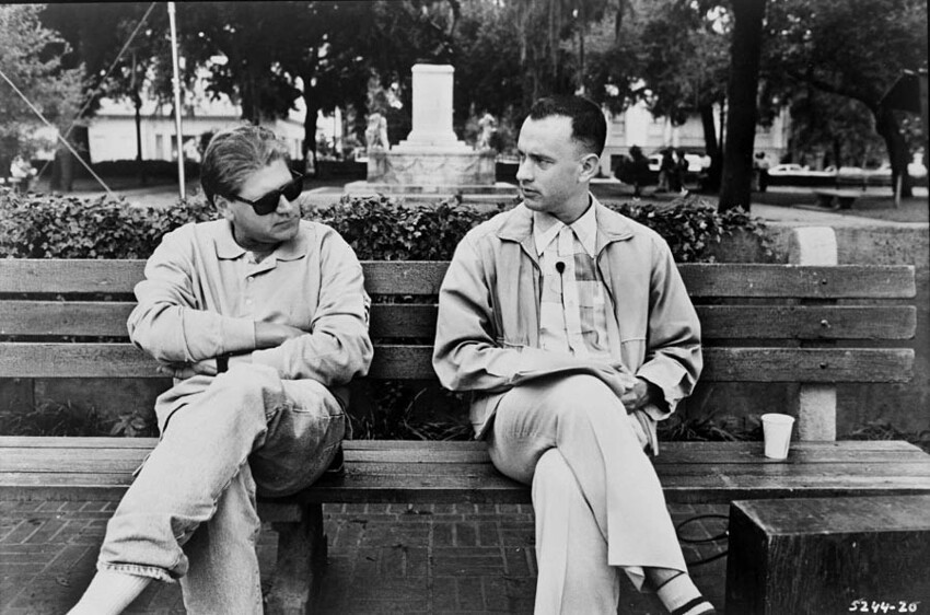 Том Хэнкс и Роберт Земекис в на съёмках фильма «Форрест Гамп» (1994)