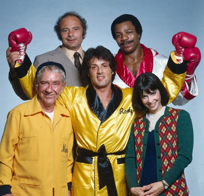 Сильвестер Сталлоне со съемочной группой Rocky II, 1978 