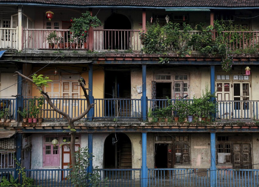 Старые дома в центре Мумбаи.