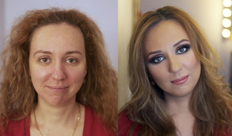 Девушки до макияжа и после