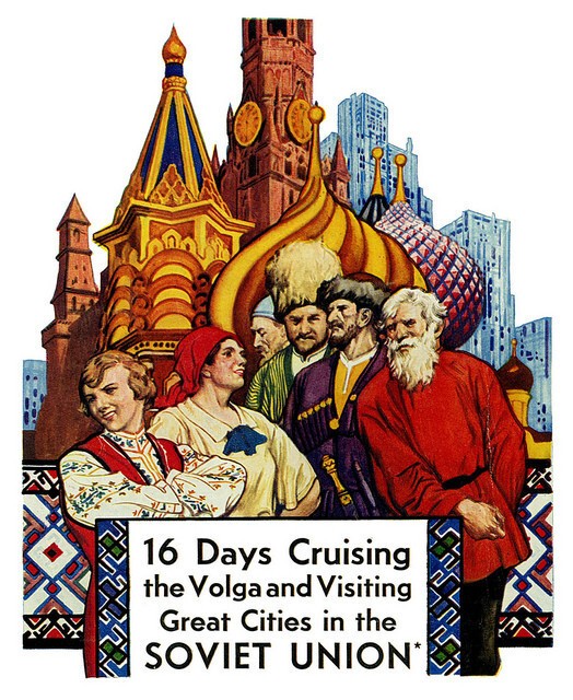 Этот постер с рекламой круизов по Волге издавался в США в 1935 г.