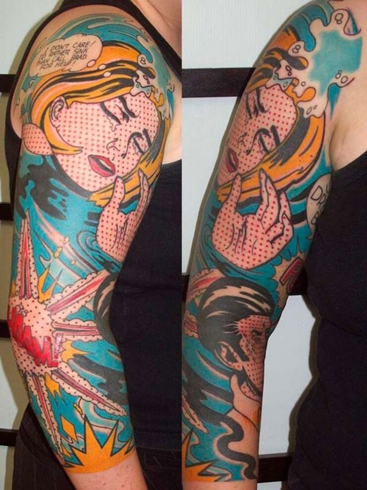 5. Тонущая женщина. Сюжет татуировки базируется на комиксе.