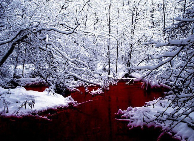 Красное озеро в Канаде "Озеро крови"