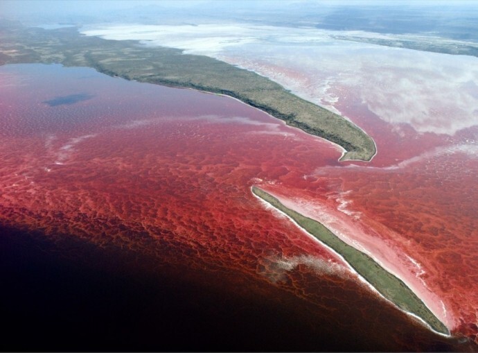 Красное озеро в Канаде "Озеро крови"