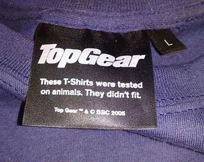 2. Эти футболки тестировались на животных. Им не подошло.