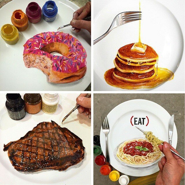 Реалистичные рисунки на тарелках