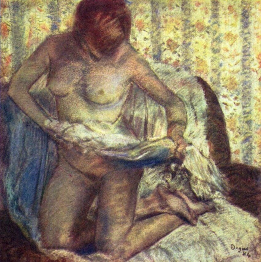 21. Эдгар Дега, "Стоящая на коленях женщина", 1884