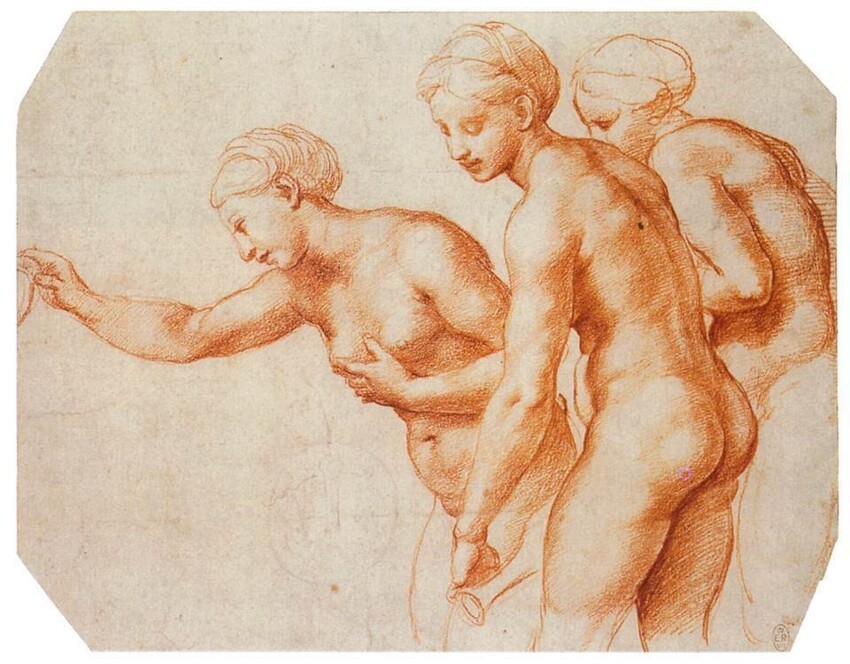 11. Рафаэль, эскиз к "Трём грациям", 1518