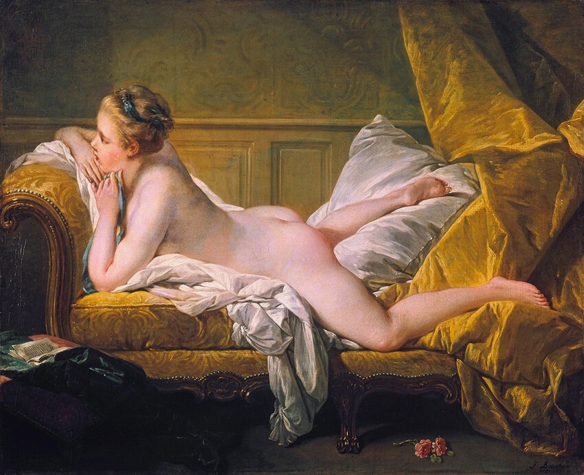41. Франсуа Буше, "Лежащая девушка", 1751
