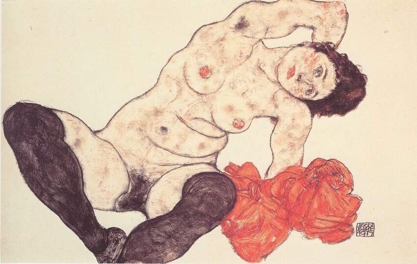 24. Эгон Шиле, "Сидящая женщина", 1917