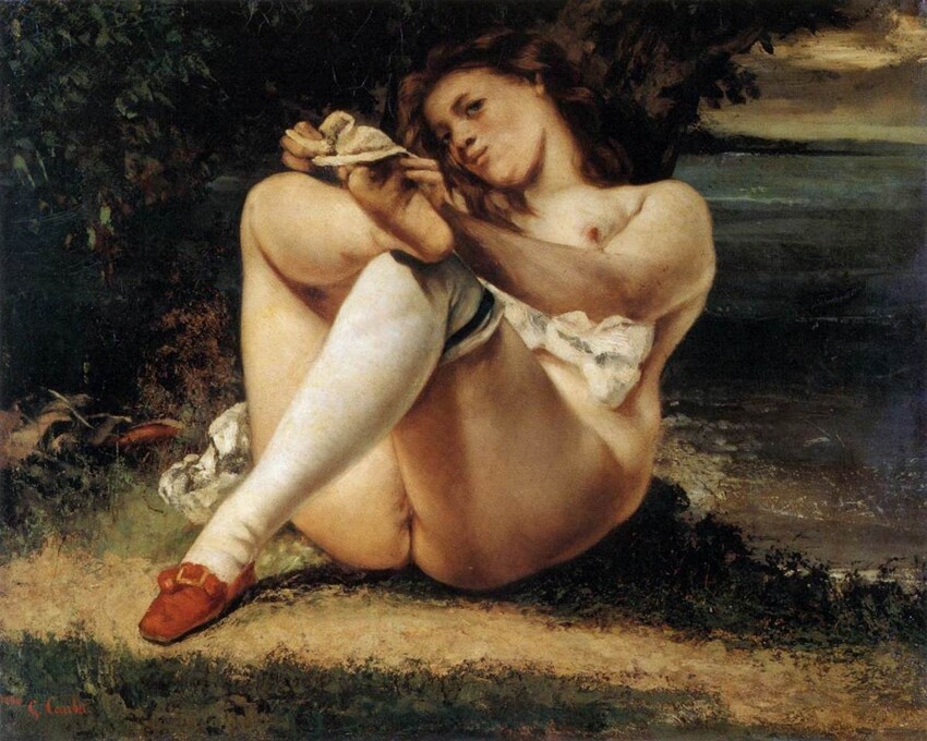 3. Гюстав Курбе, "Девушка в белых чулках", 1861