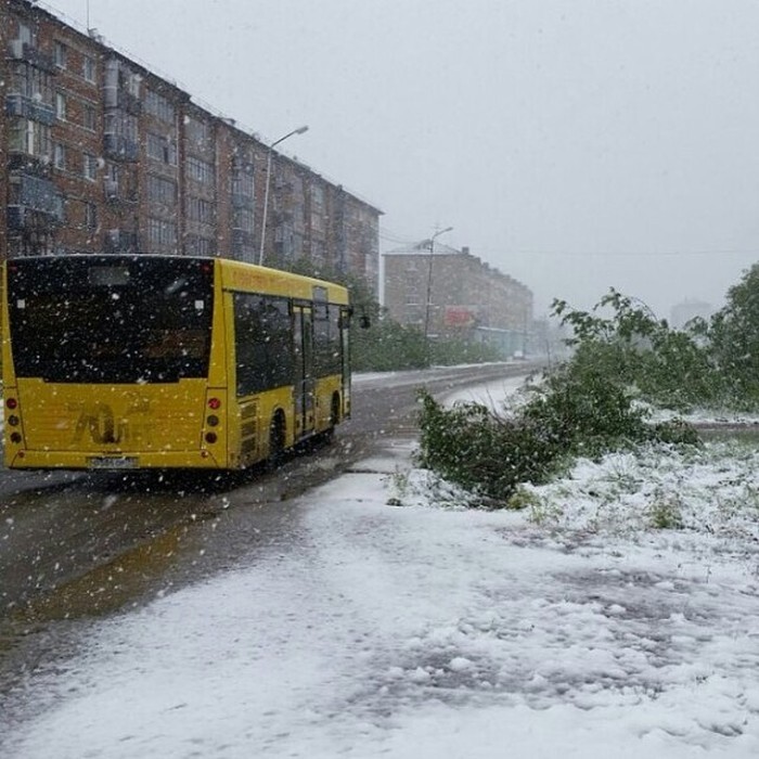 После резкого похолодания в Воркуте выпал снег 