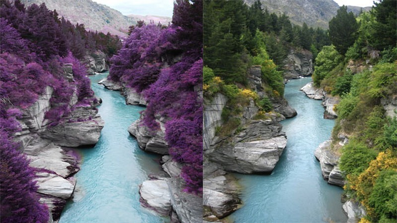 3. Эти Бассейны феи в Шотландии - обработанный в фоторедакторе снимок реки в Новой Зеландии 
