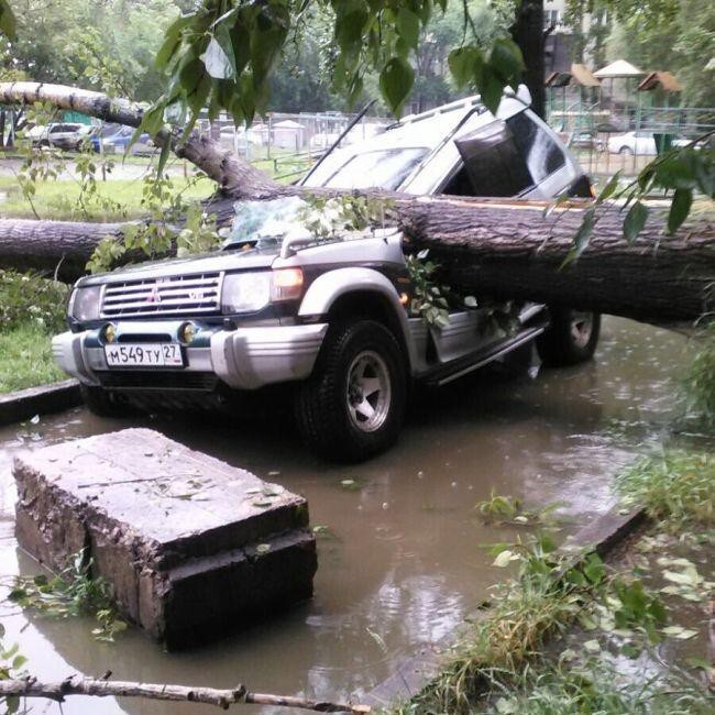 Хабаровск пострадал от мощного циклона, принесшего ураган