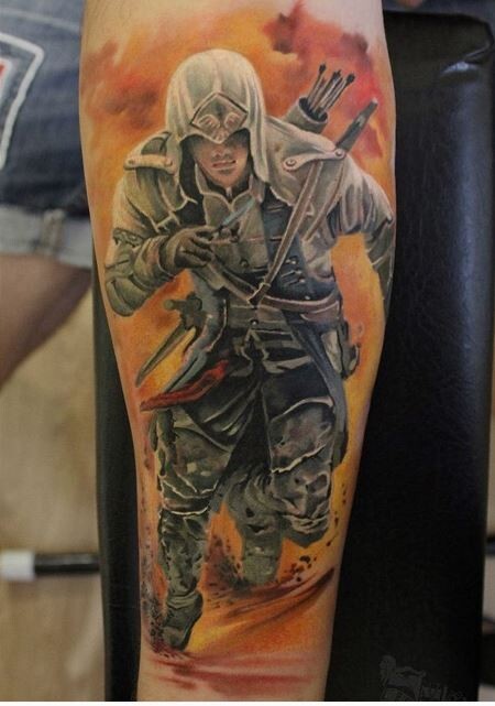 7. У того, кто делал эту татуировку по Assassin's Creed III, явный талант