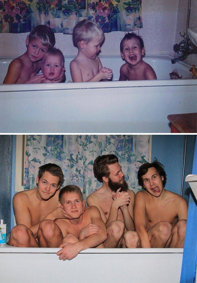 Кто бы мог подумать, что в эту ванну смогут поместиться 4 взрослых мужика