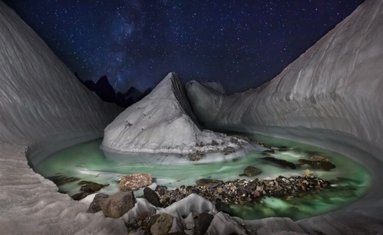 7. Ледниковый бассейн в Гималаях, обнаруженный дроном 