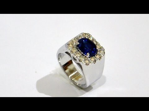 Изготовление золотого кольца с голубым сапфиром и бриллиантами  