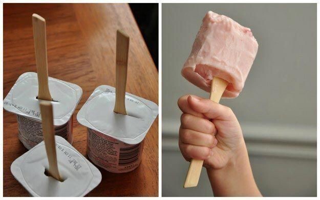 42. Заморозьте йогурт прямо в баночке, чтобы сделать импровизированное мороженое