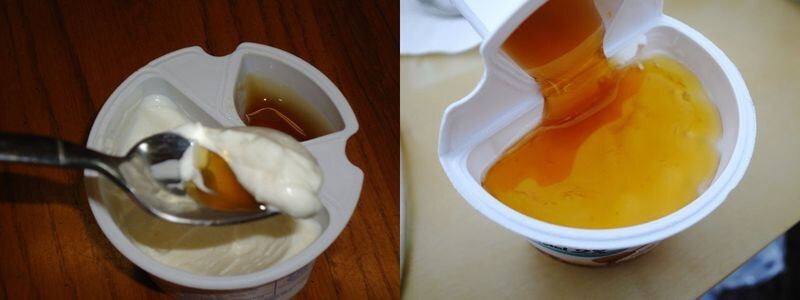 48. Наверняка вы едите греческий йогурт в контейнере, состоящим из 2-х частей, таким образом (если, конечно, едите вообще). А так его необходимо есть на самом деле.