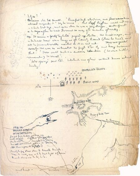 Первая версия карты Трора и фрагмент рукописи