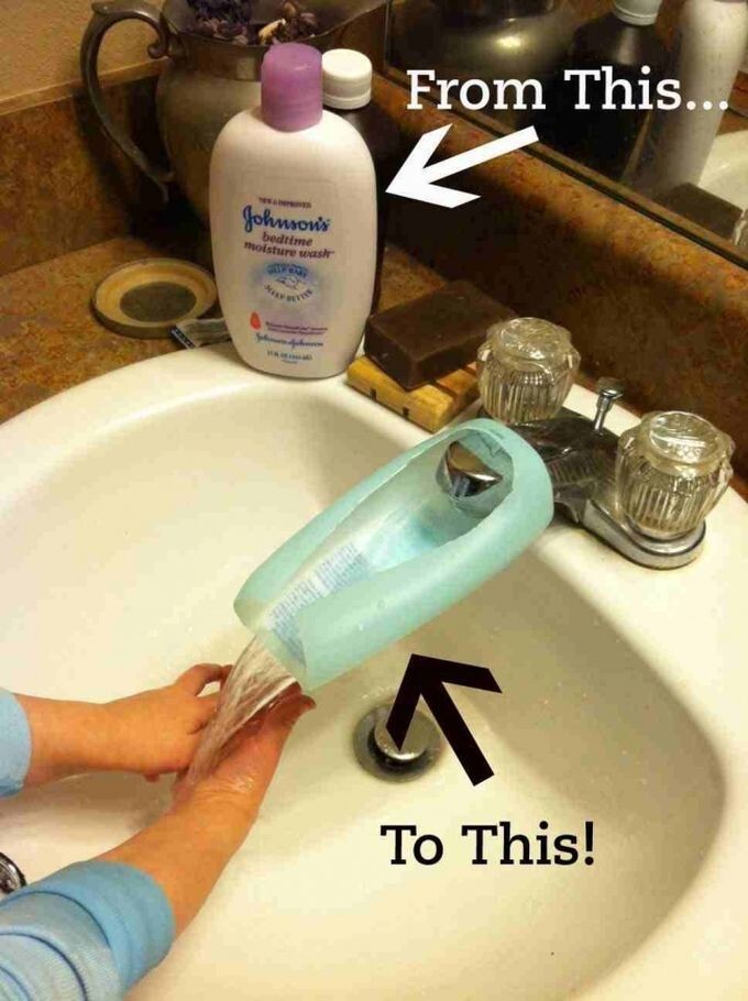 4. Используйте флакон из-под шампуня, чтобы ребенку было проще помыть ручки.  