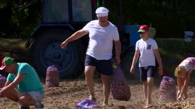 Президент Белоруссии вместе с сыном собирают картошку!