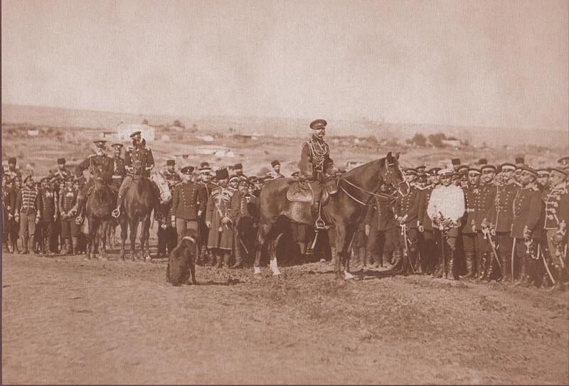 Ф. Душек. Его Величество Император Александр II со своей гвардией во время осады Плевны, ноябрь 1877:
