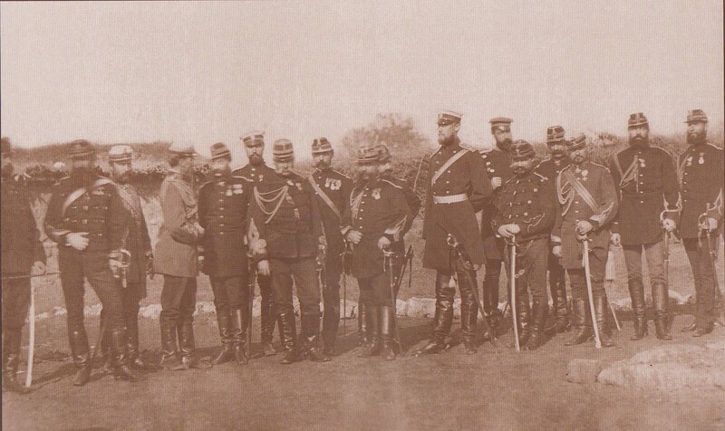 Ф. Душек. Генеральный штаб русских и румынских войск при Пордиме, сентябрь 1877: