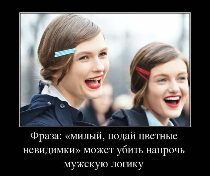 Фраза: "милый, подай цветные невидимки" может убить напрочь мужскую логику