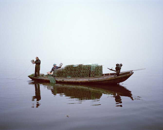 Ловля креветок в озере Хонг. Провинция Хубей, Китай, 2015 год. 