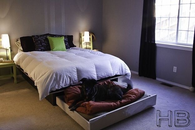 Спальня: 19. Лежак для питомца в выдвижном ящике кровати