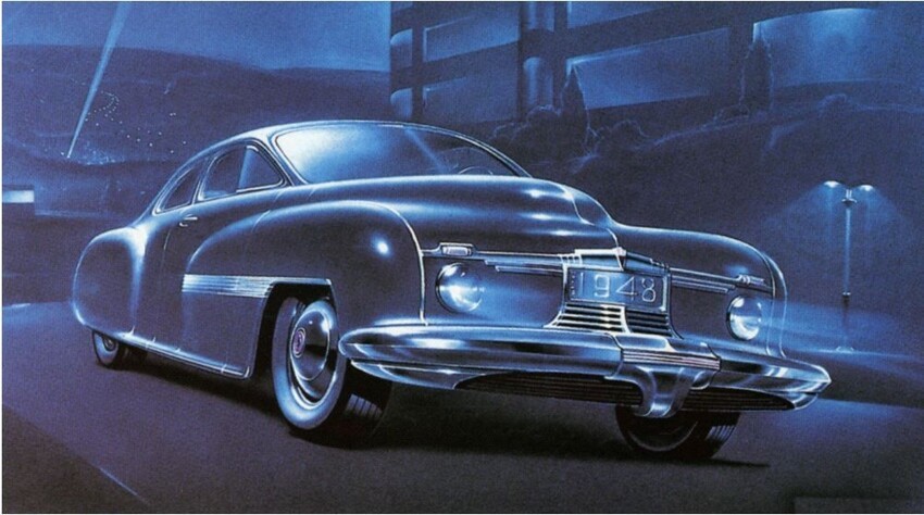 Эскиз, сделанный Хартфилдом Биллсом (C. Hatfield Bills) в 1940 году как Chrysler 1948 года 